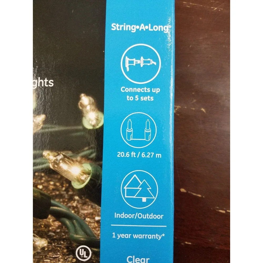 GE StayBright 100ct Clear Mini String Lights Outdoor, Party,Wedding,Deck,Patio